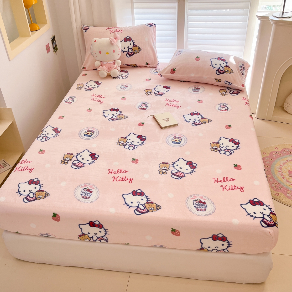 91家纺网 家纺一手货源 找家纺 金爱家 2025新款三丽鸥牛奶绒床笠单床笠床笠单件 绒单品-甜美kt