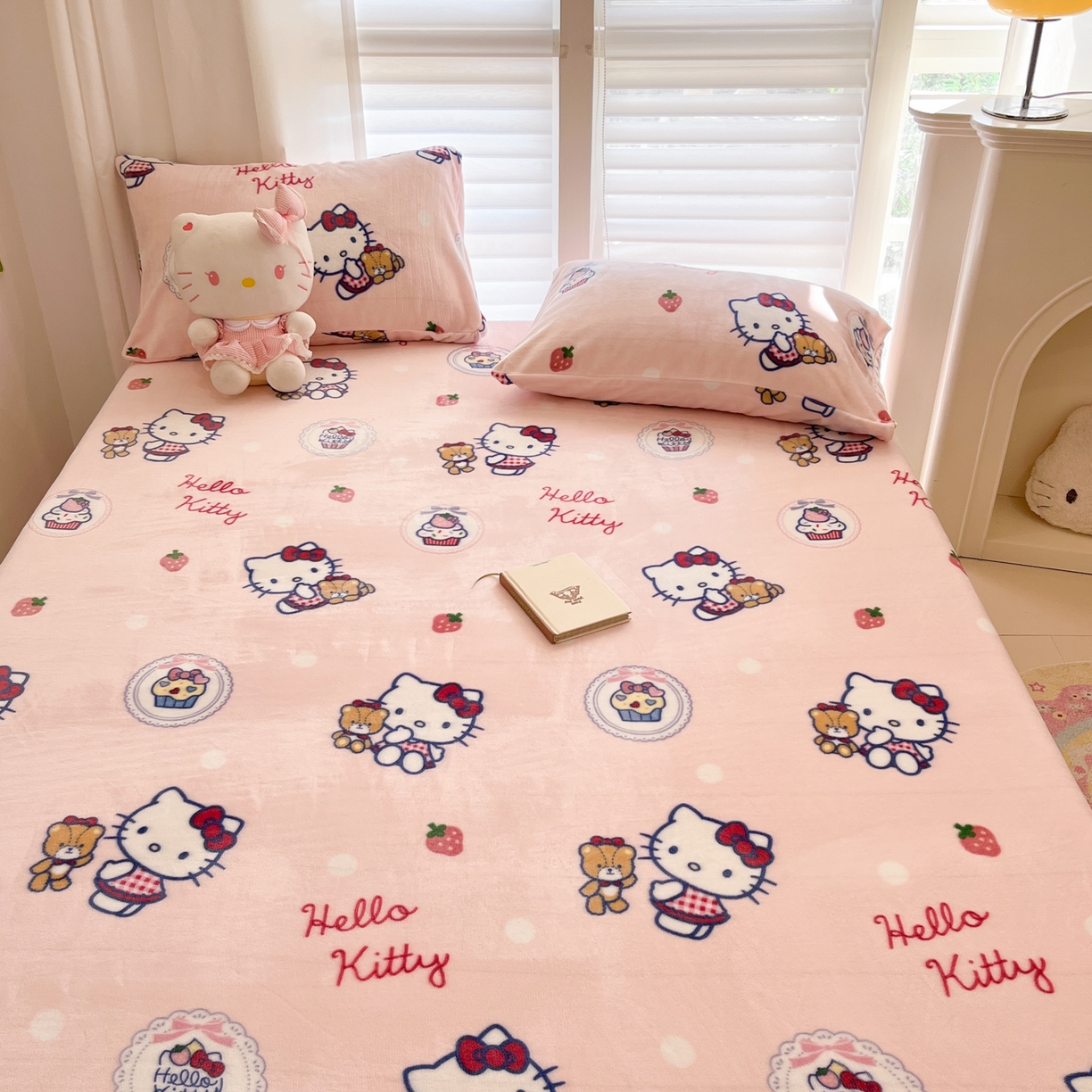 91家纺网 家纺一手货源 找家纺 金爱家 2025新款三丽鸥牛奶绒床笠单床笠床笠单件 绒单品-甜美kt