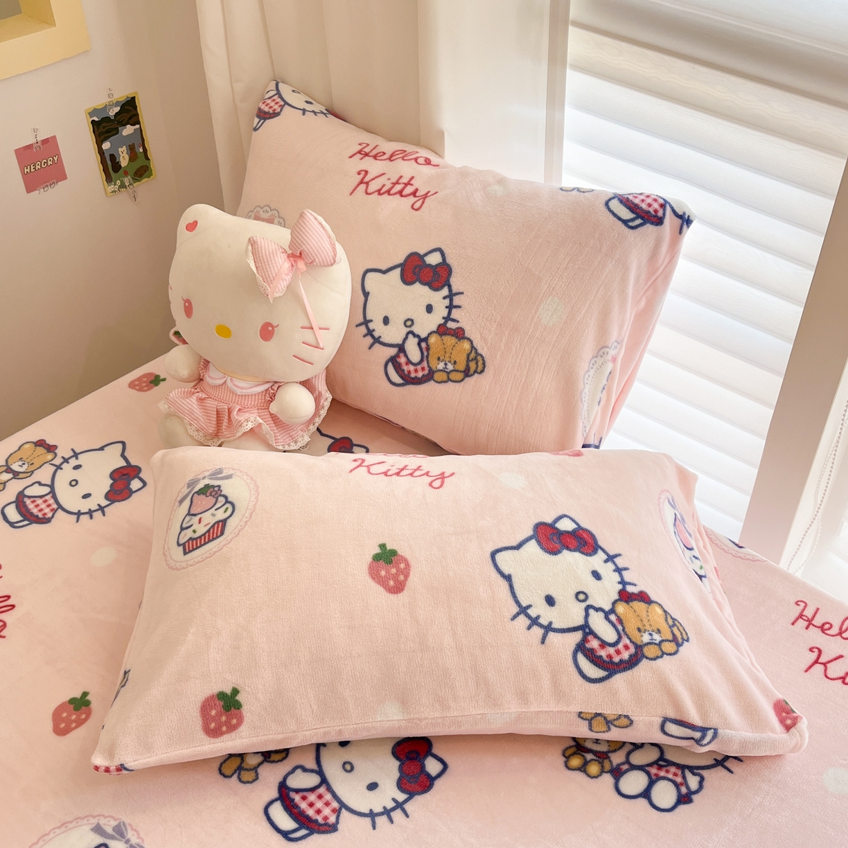 91家纺网 家纺一手货源 找家纺 金爱家 2025新款三丽鸥牛奶绒床笠单床笠床笠单件 绒单品-甜美kt