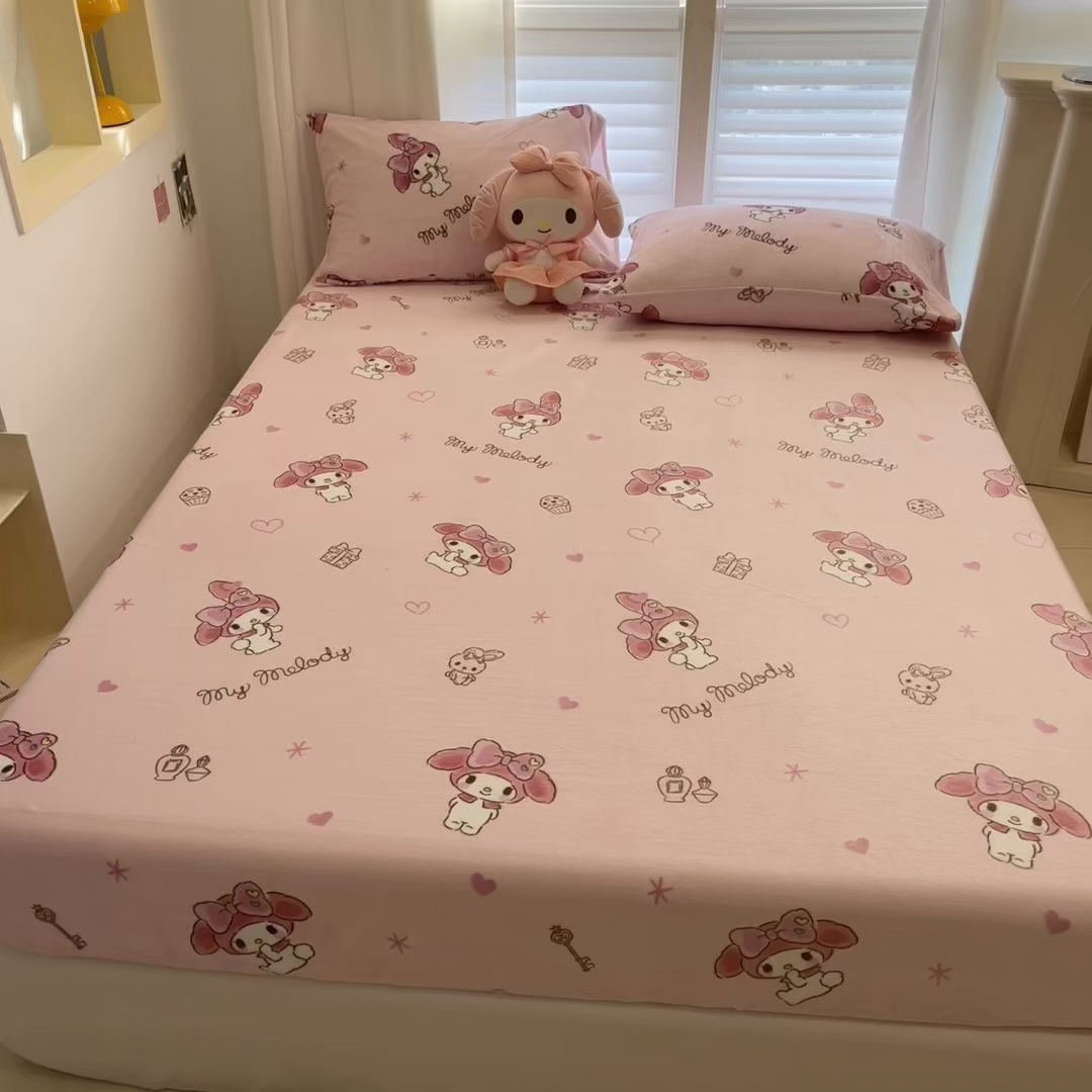 91家纺网 家纺一手货源 找家纺 金爱家 2025新款三丽鸥牛奶绒床笠单床笠床笠单件 绒单品-萌萌美乐蒂