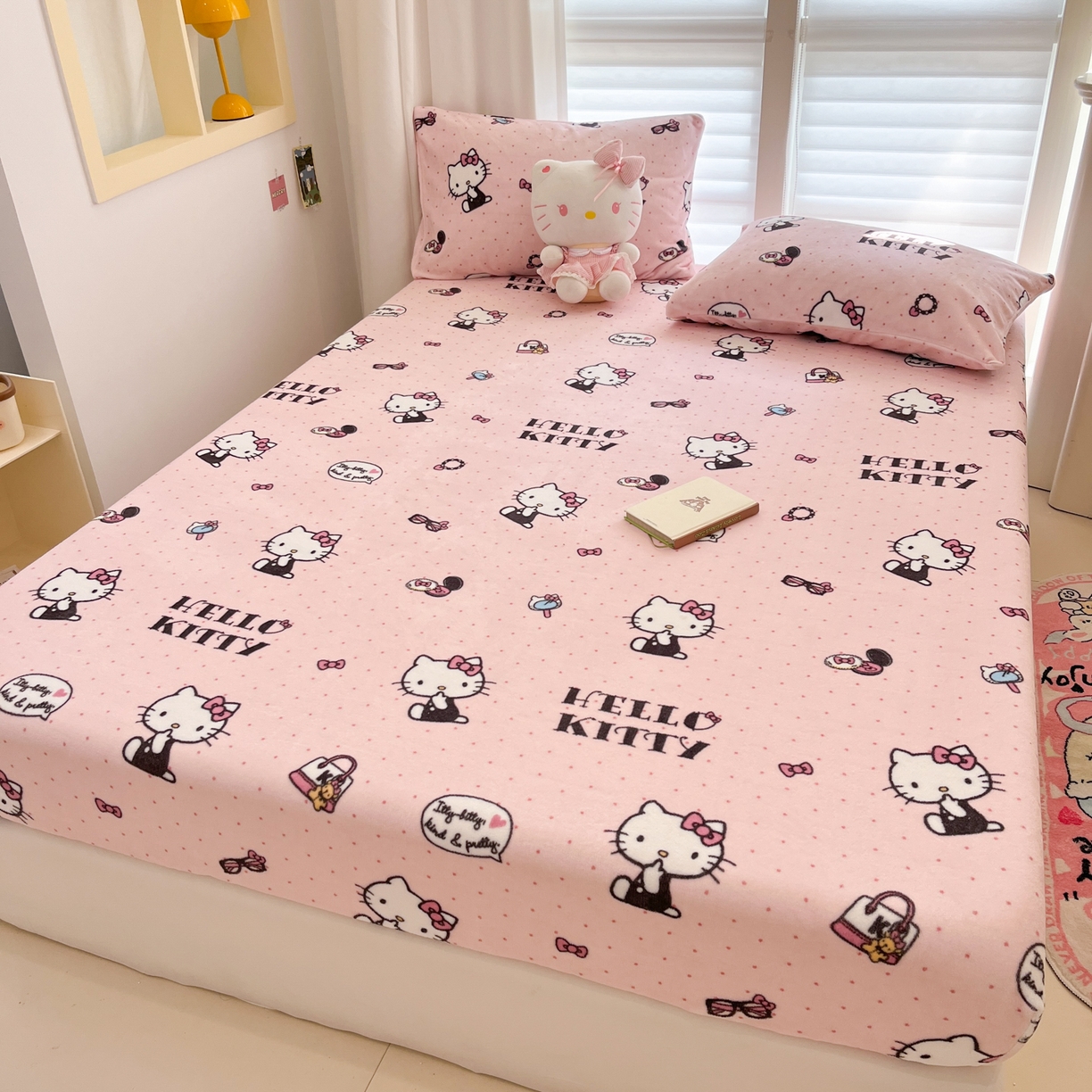 91家纺网 家纺一手货源 找家纺 金爱家 2025新款三丽鸥牛奶绒床笠单床笠床笠单件 绒小版单品-美美kt