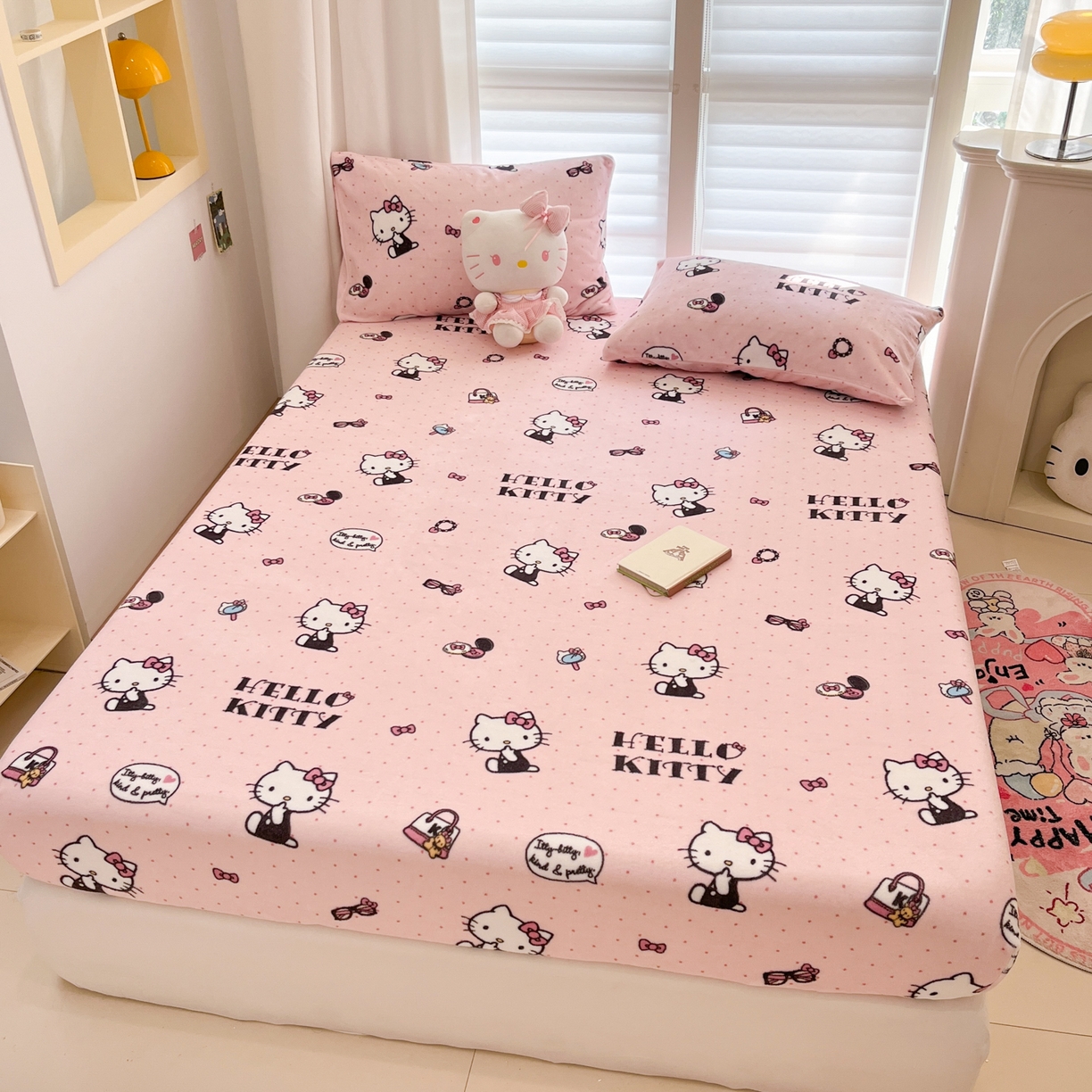 91家纺网 家纺一手货源 找家纺 金爱家 2025新款三丽鸥牛奶绒床笠单床笠床笠单件 绒小版单品-美美kt