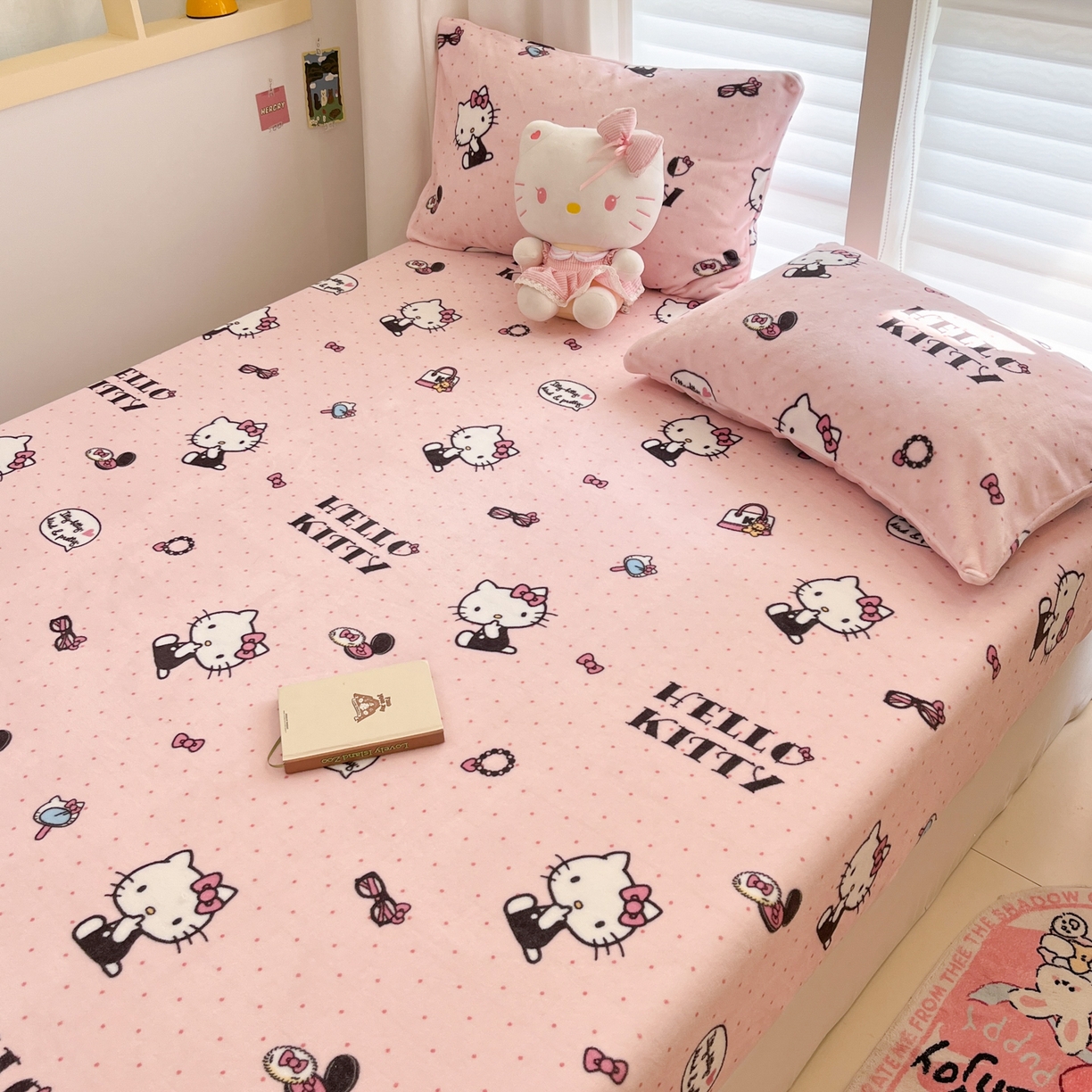 91家纺网 家纺一手货源 找家纺 金爱家 2025新款三丽鸥牛奶绒床笠单床笠床笠单件 绒小版单品-美美kt