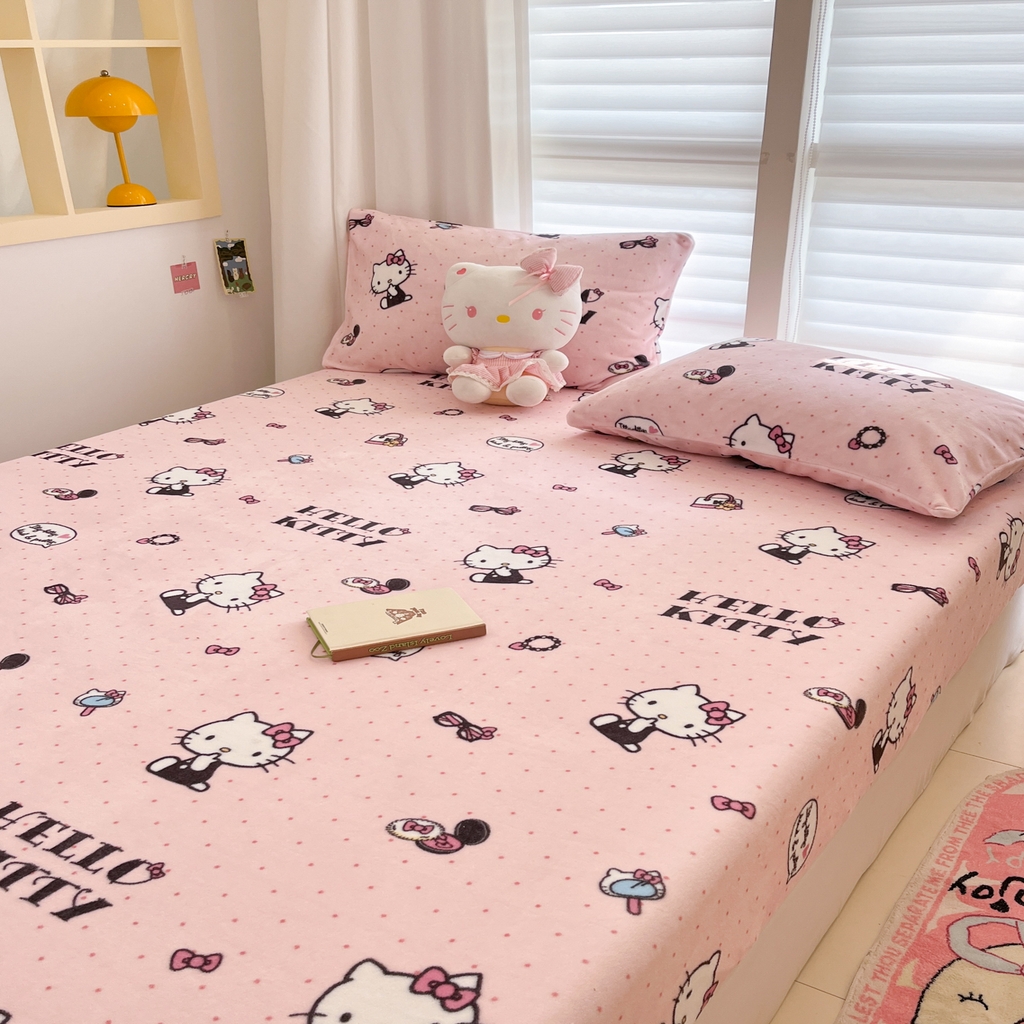 91家纺网 家纺一手货源 找家纺 金爱家 2025新款三丽鸥牛奶绒床笠单床笠床笠单件 绒小版单品-美美kt