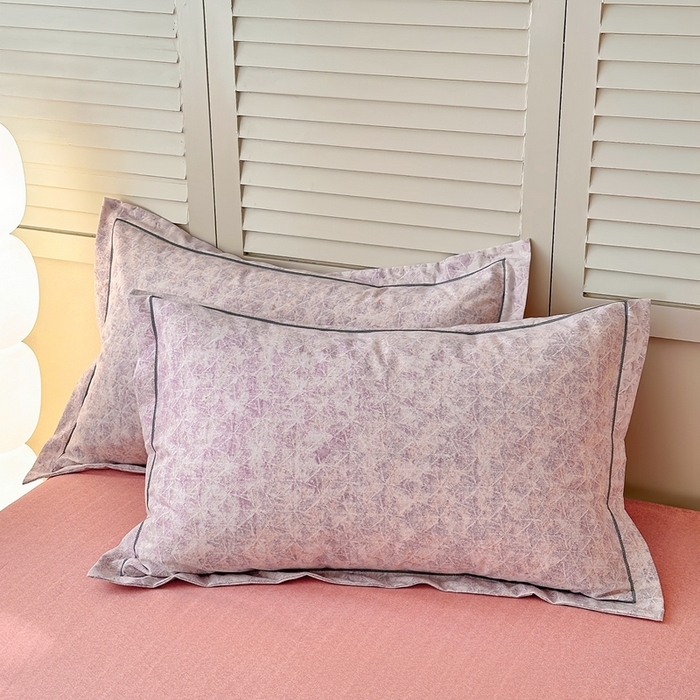 91家纺网 家纺一手货源 找家纺 简约家纺 2025新款全棉磨毛印花单品枕套 风信紫