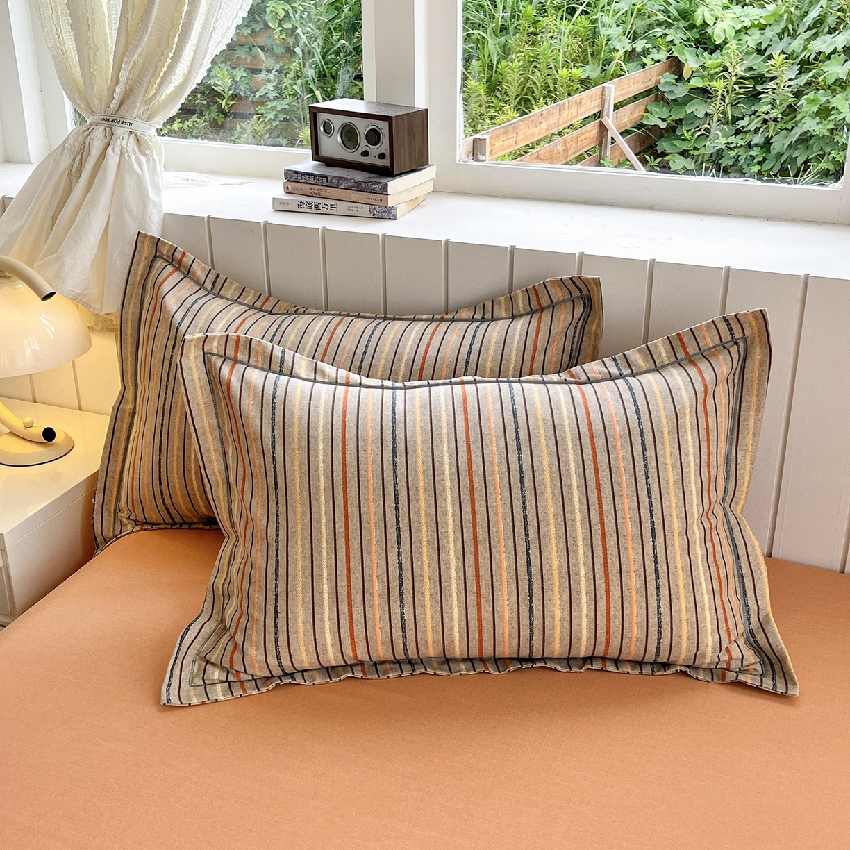 91家纺网 家纺一手货源 找家纺 简约家纺 2025新款全棉磨毛印花单品枕套 莫卡迪-桔