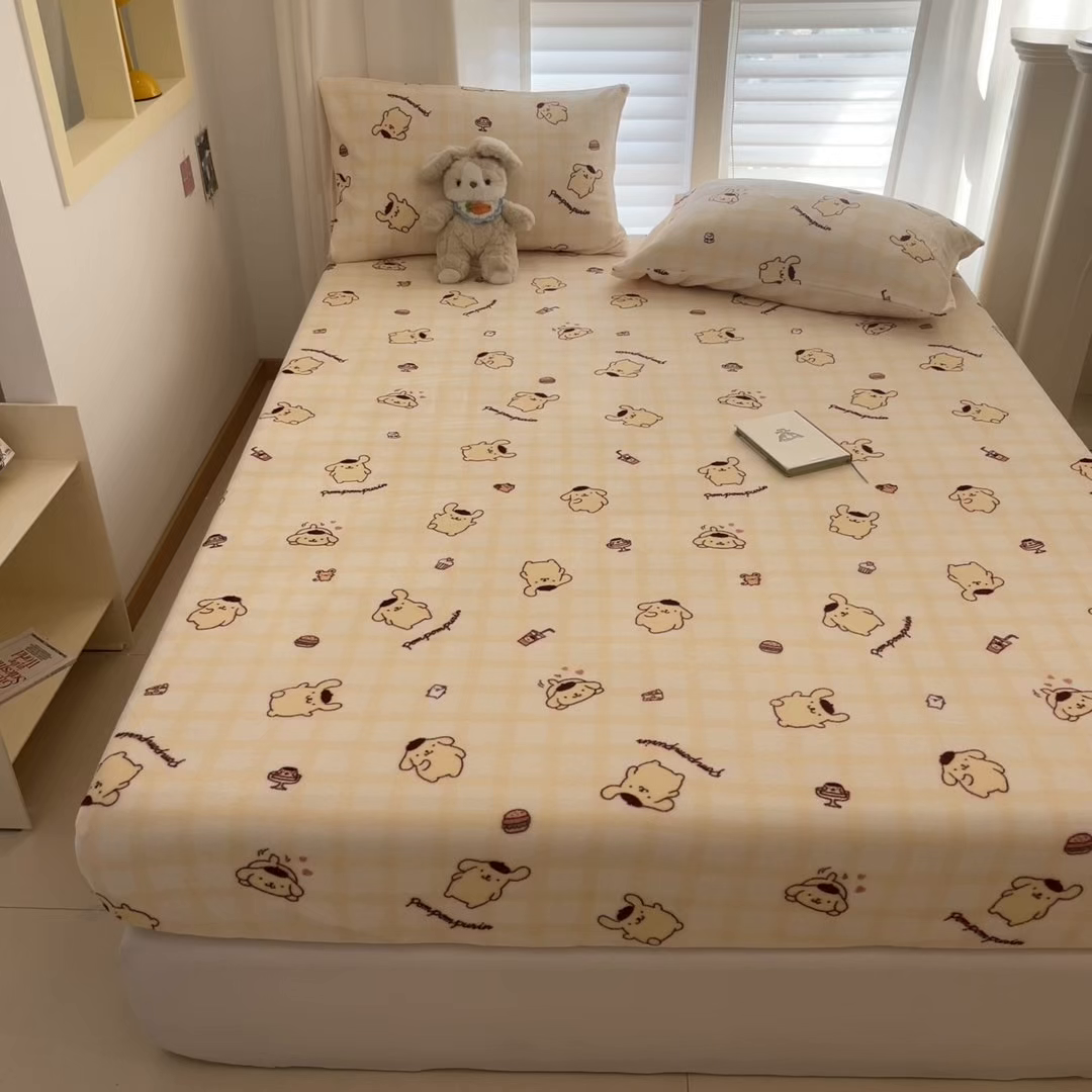 91家纺网 家纺一手货源 找家纺 金爱家 2025新款三丽鸥牛奶绒床笠单床笠床笠单件 绒单品-黄油布丁狗