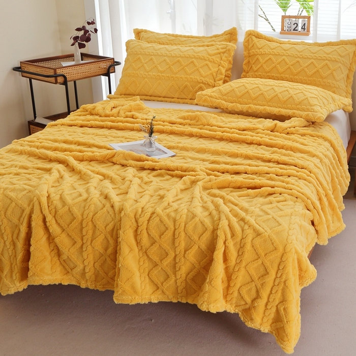 91家纺网 家纺一手货源 找家纺 （总）栩裕纺织 2025新款双面塔芙绒毛毯家用毯子卷边款