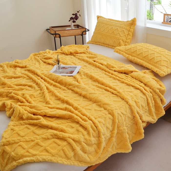 91家纺网 家纺一手货源 找家纺 （总）栩裕纺织 2025新款双面塔芙绒毛毯家用毯子卷边款