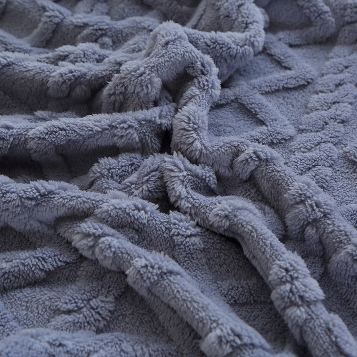 91家纺网 家纺一手货源 找家纺 栩裕纺织 2025新款双面塔芙绒毛毯家用毯子卷边款 塔夫绒-蓝灰
