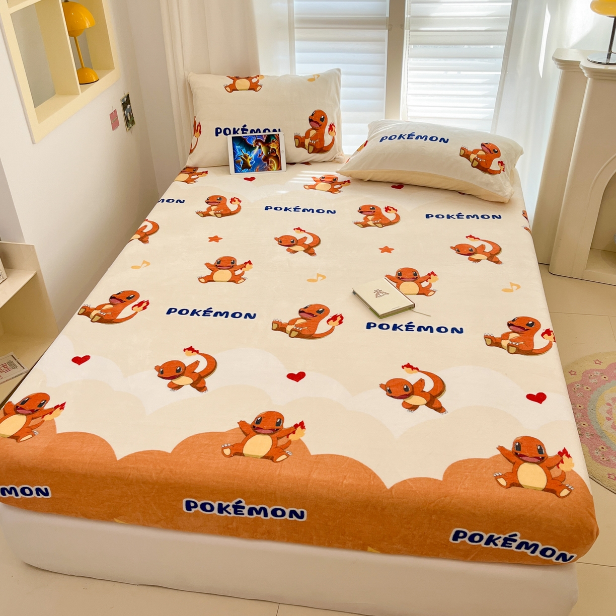 91家纺网 家纺一手货源 找家纺 金爱家 2025新款牛奶绒保暖床笠床笠单件单床笠 绒单品-开心喷火龙