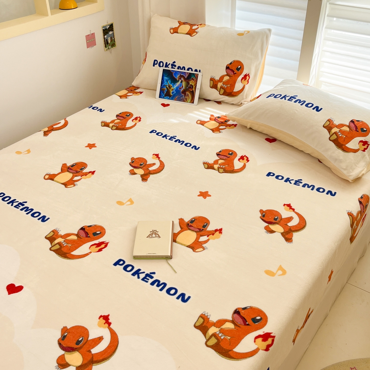 91家纺网 家纺一手货源 找家纺 金爱家 2025新款牛奶绒保暖床笠床笠单件单床笠 绒单品-开心喷火龙