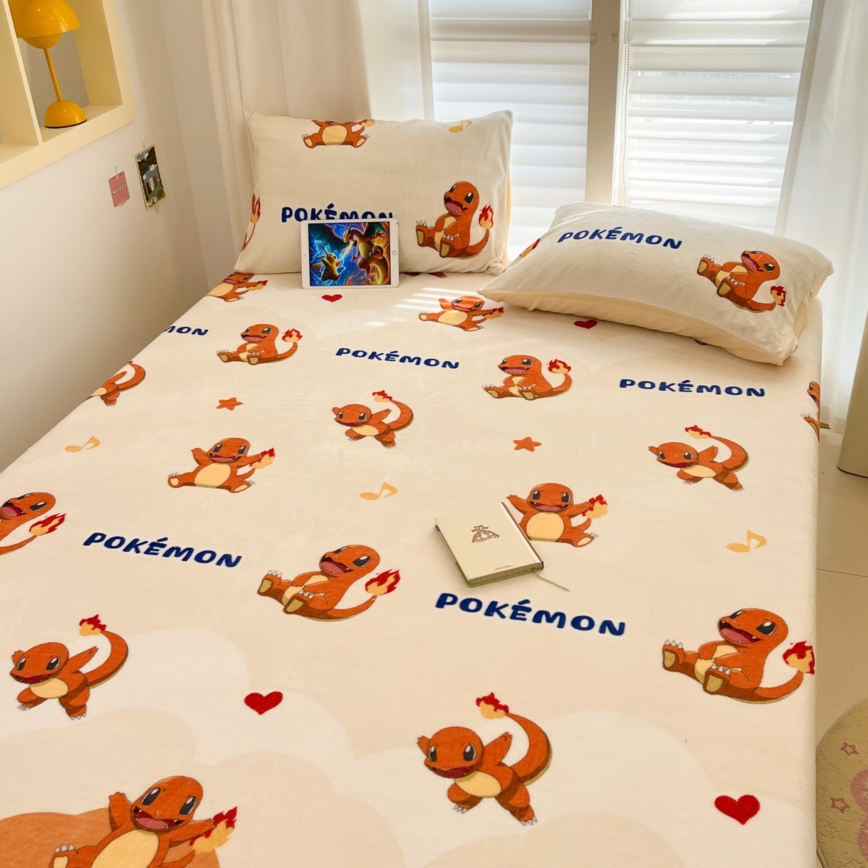 91家纺网 家纺一手货源 找家纺 金爱家 2025新款牛奶绒保暖床笠床笠单件单床笠 绒单品-开心喷火龙