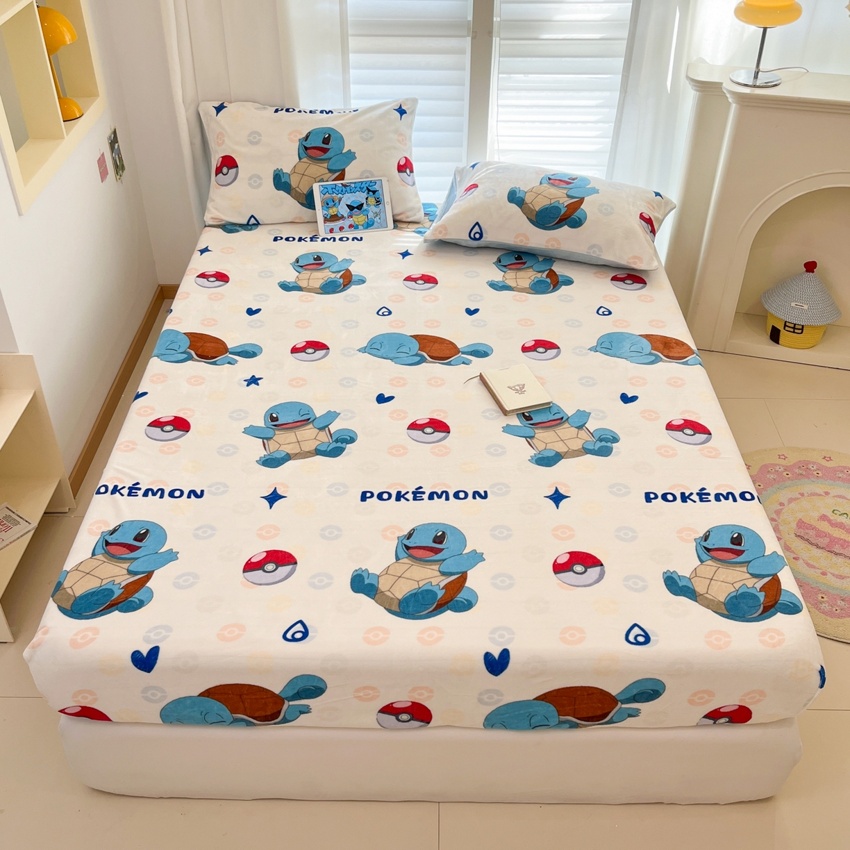 91家纺网 家纺一手货源 找家纺 金爱家 2025新款牛奶绒保暖床笠床笠单件单床笠 绒单品-欢乐杰尼龟