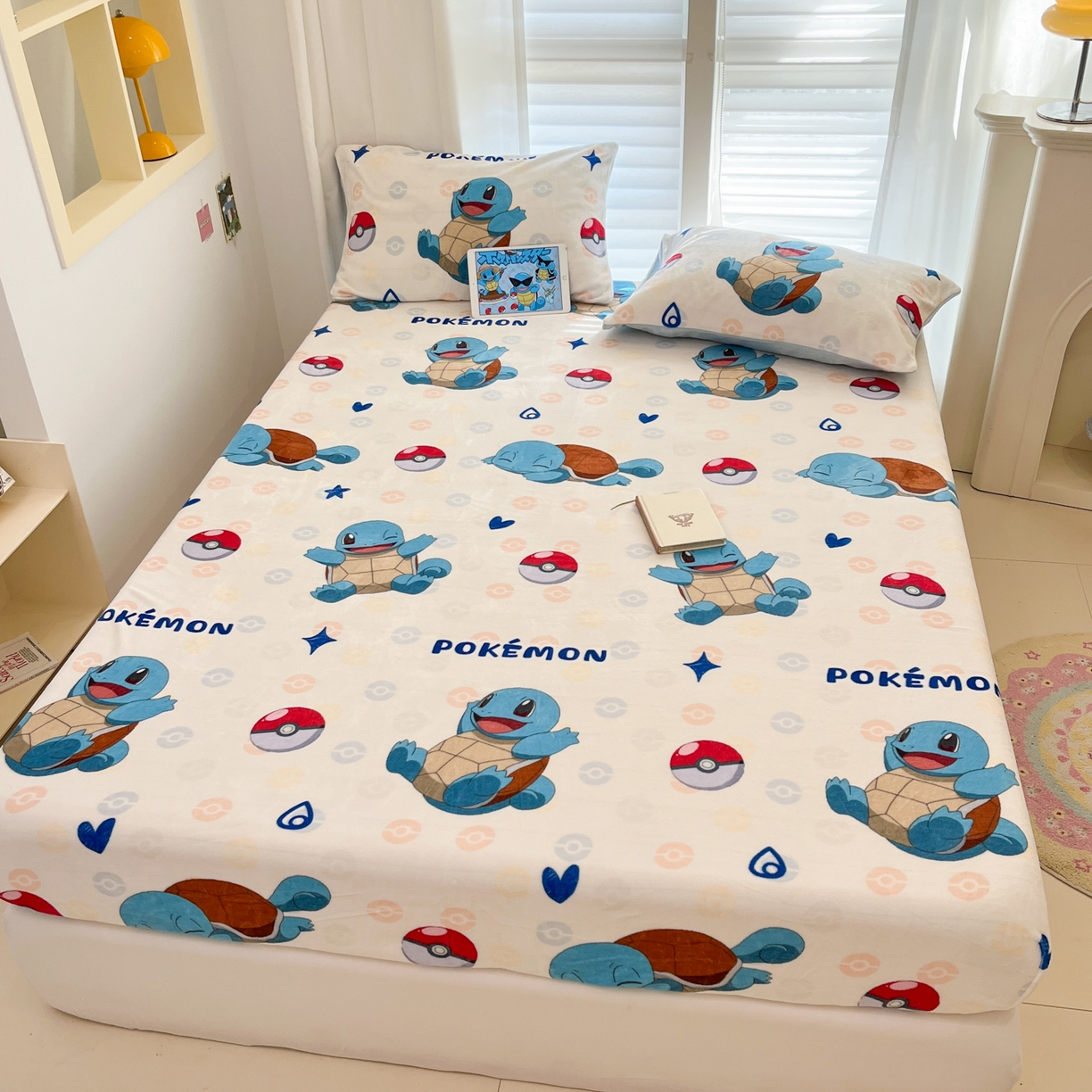 91家纺网 家纺一手货源 找家纺 金爱家 2025新款牛奶绒保暖床笠床笠单件单床笠 绒单品-欢乐杰尼龟