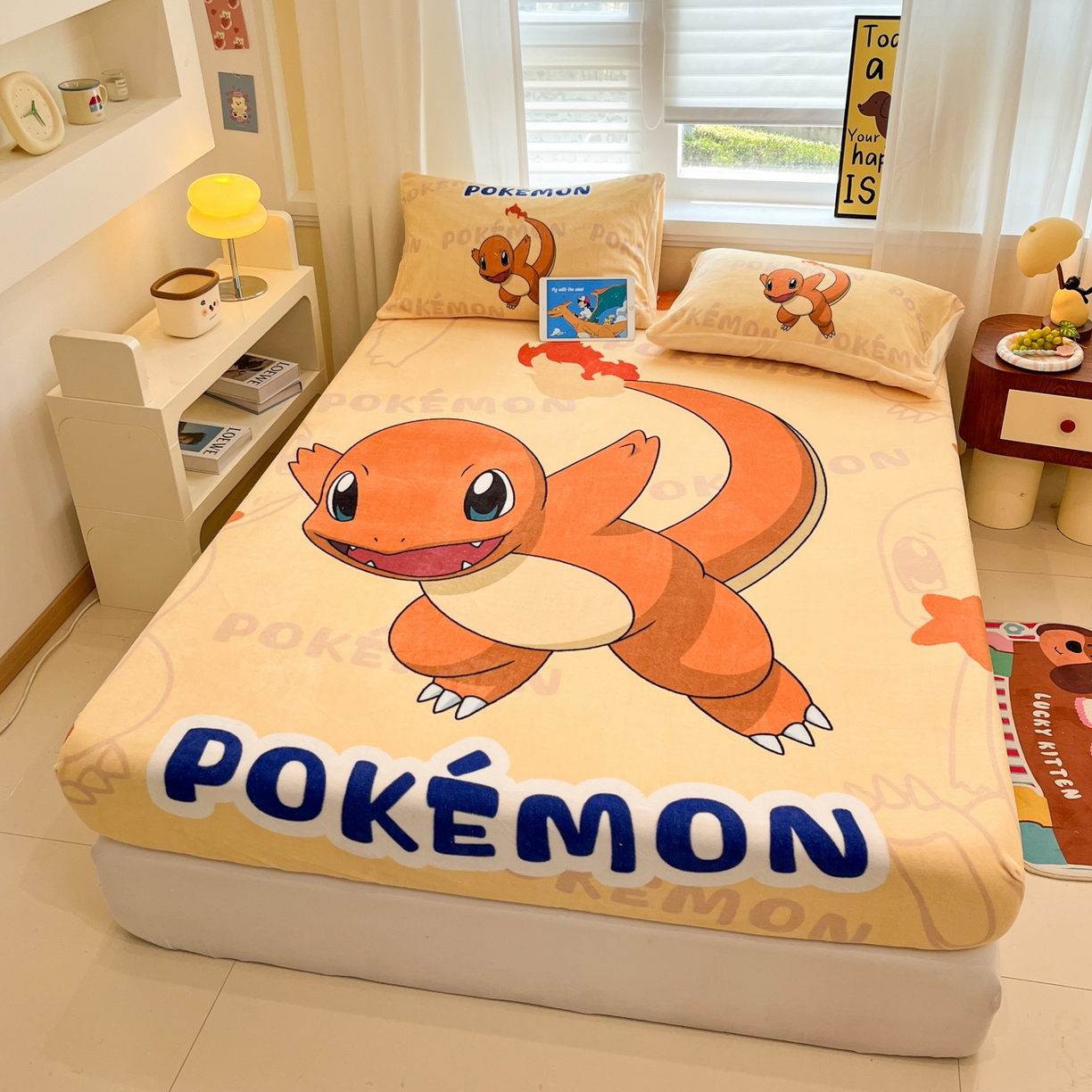 91家纺网 家纺一手货源 找家纺 金爱家 2025新款牛奶绒保暖床笠床笠单件单床笠 绒单品-喷火龙