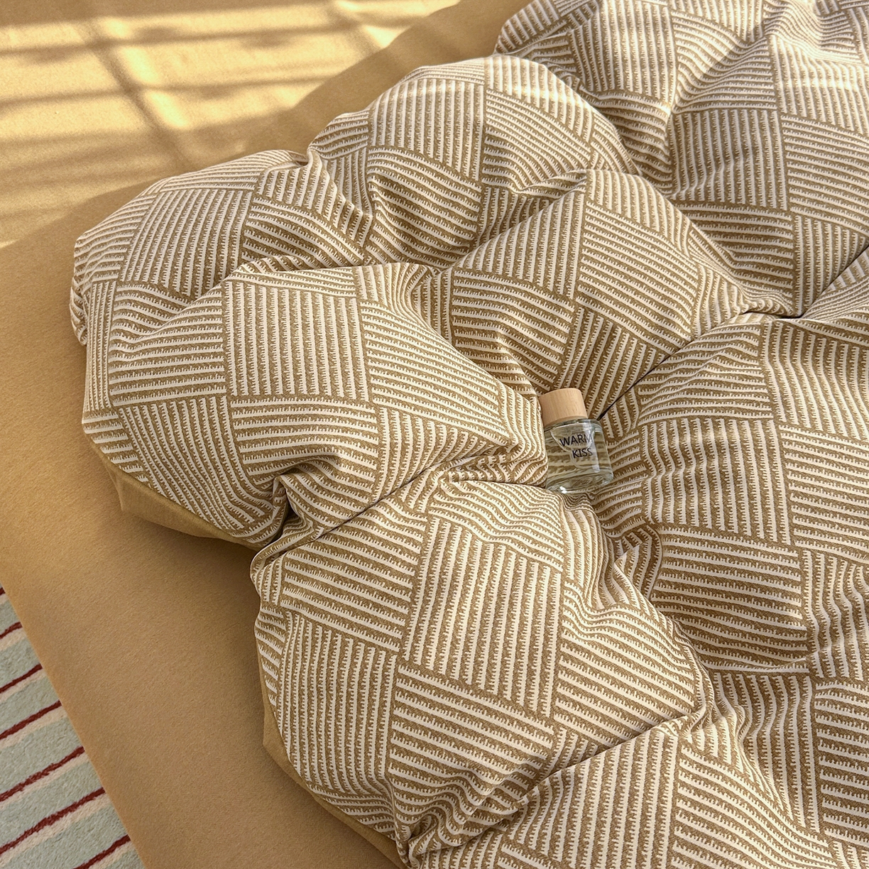 91家纺网 家纺一手货源 找家纺 简约家纺 2025新款全棉磨毛印花单品床单 春雅格-咖