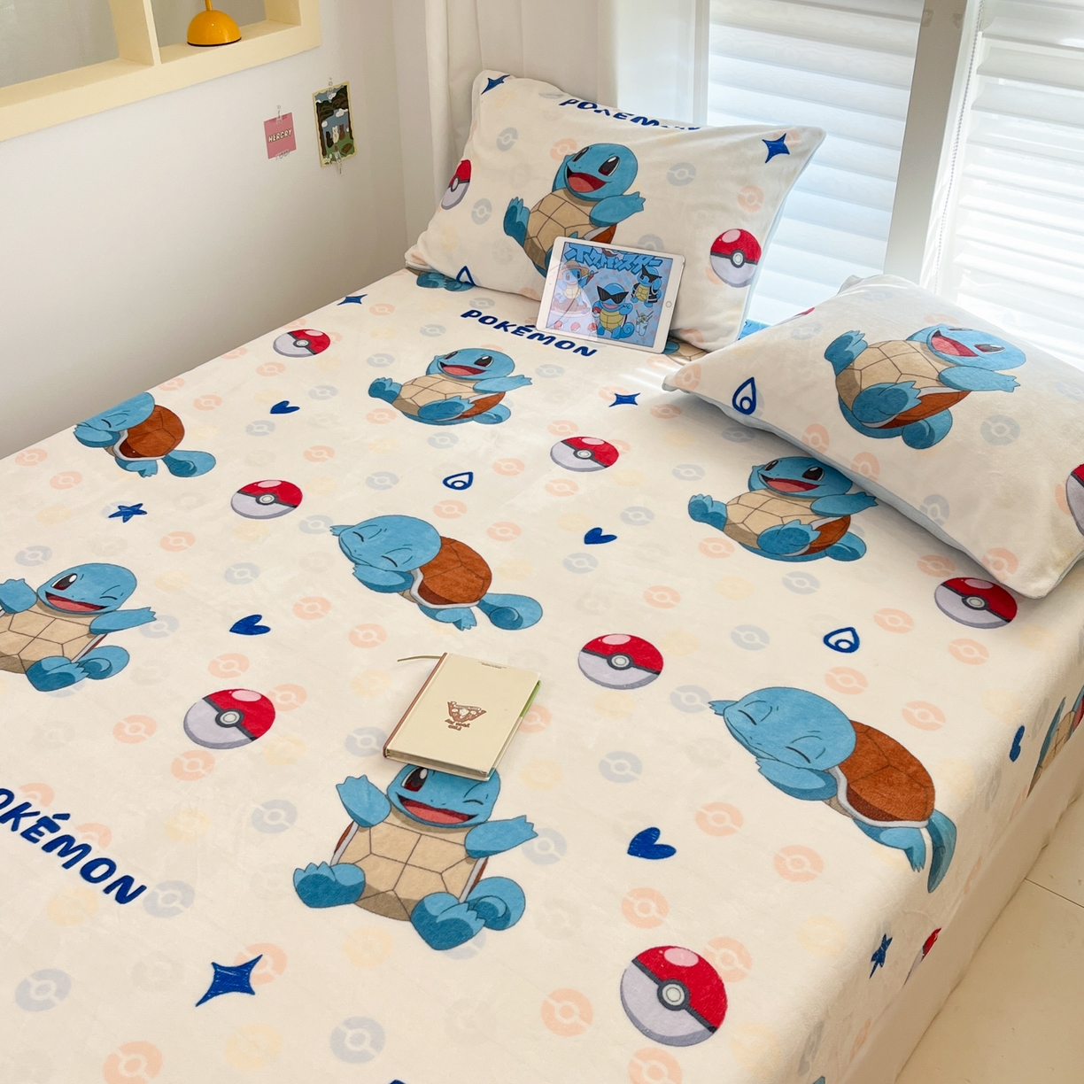 91家纺网 家纺一手货源 找家纺 金爱家 2025新款牛奶绒保暖床笠床笠单件单床笠 绒单品-欢乐杰尼龟