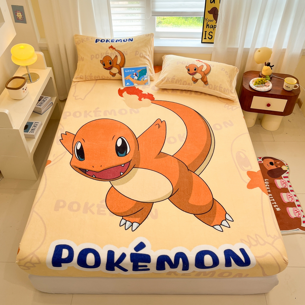 91家纺网 家纺一手货源 找家纺 金爱家 2025新款牛奶绒保暖床笠床笠单件单床笠 绒单品-喷火龙