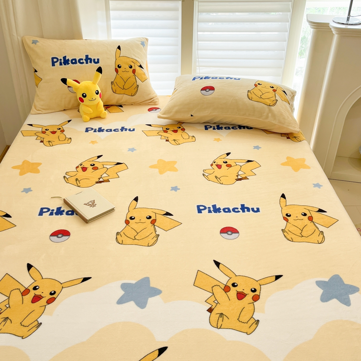 91家纺网 家纺一手货源 找家纺 金爱家 2025新款牛奶绒保暖床笠床笠单件单床笠 绒单品-宝贝皮卡丘