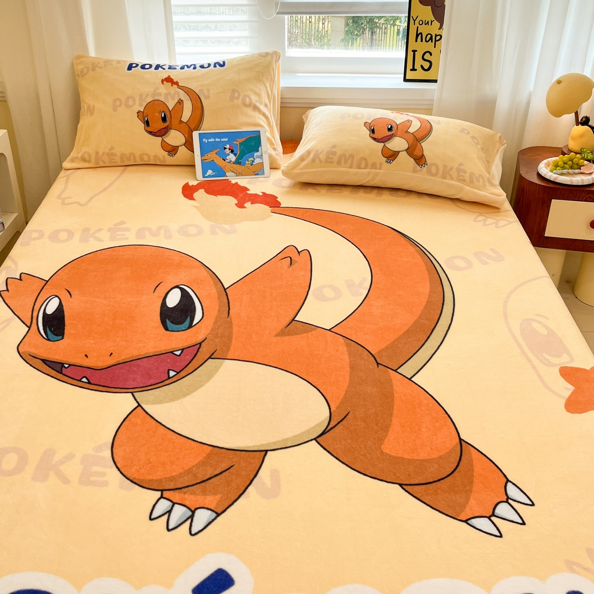 91家纺网 家纺一手货源 找家纺 金爱家 2025新款牛奶绒保暖床笠床笠单件单床笠 绒单品-喷火龙