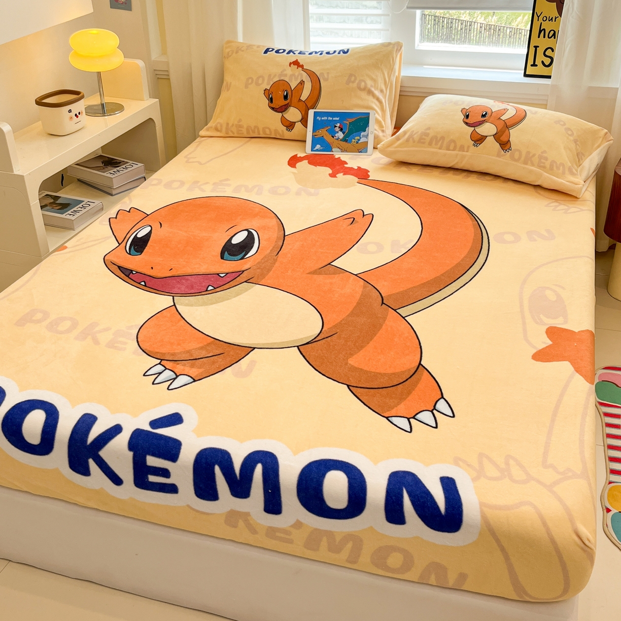 91家纺网 家纺一手货源 找家纺 金爱家 2025新款牛奶绒保暖床笠床笠单件单床笠 绒单品-喷火龙