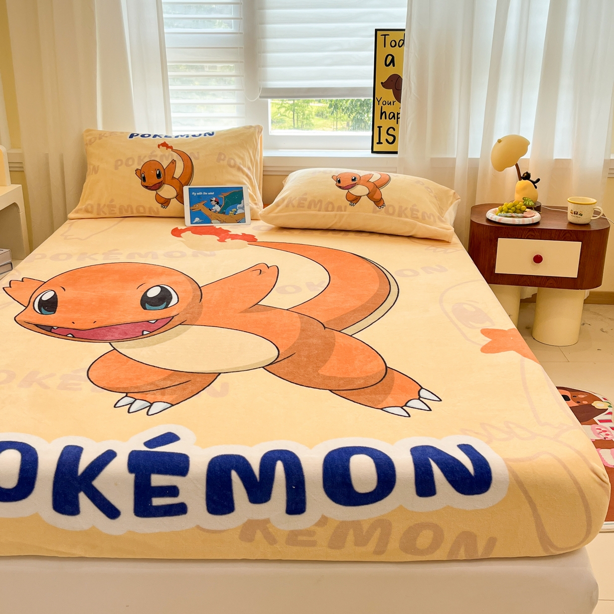 91家纺网 家纺一手货源 找家纺 金爱家 2025新款牛奶绒保暖床笠床笠单件单床笠 绒单品-喷火龙