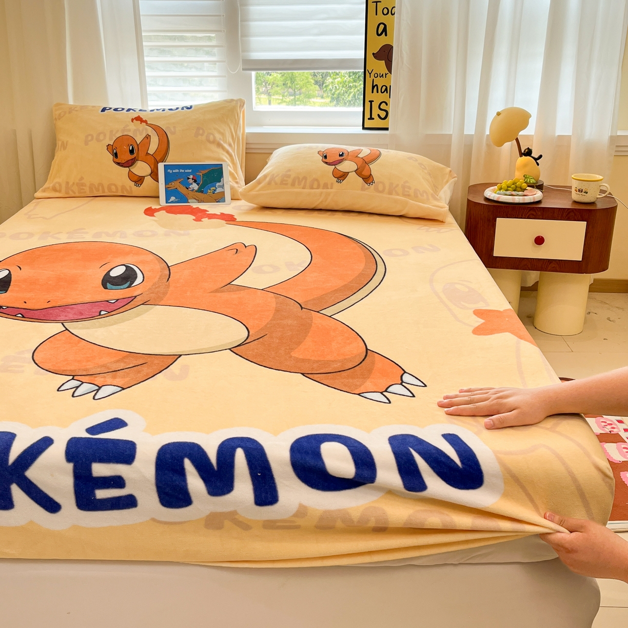 金爱家 2025新款牛奶绒保暖床笠床笠单件单床笠 绒单品-喷火龙