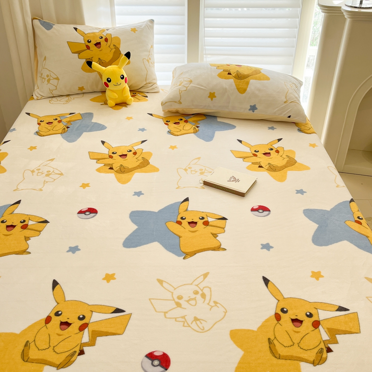 91家纺网 家纺一手货源 找家纺 金爱家 2025新款牛奶绒保暖床笠床笠单件单床笠 绒单品-星星皮卡丘