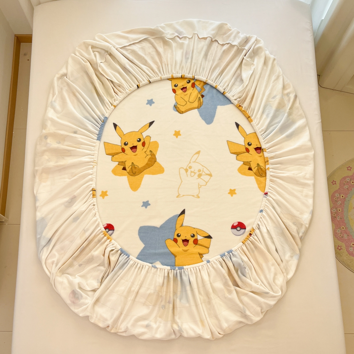 91家纺网 家纺一手货源 找家纺 金爱家 2025新款牛奶绒保暖床笠床笠单件单床笠 绒单品-星星皮卡丘