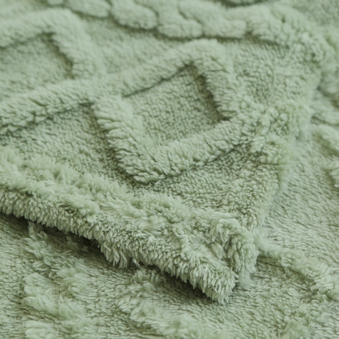 91家纺网 家纺一手货源 找家纺 栩裕纺织 2025新款双面塔芙绒毛毯家用毯子卷边款 塔夫绒-抹茶绿