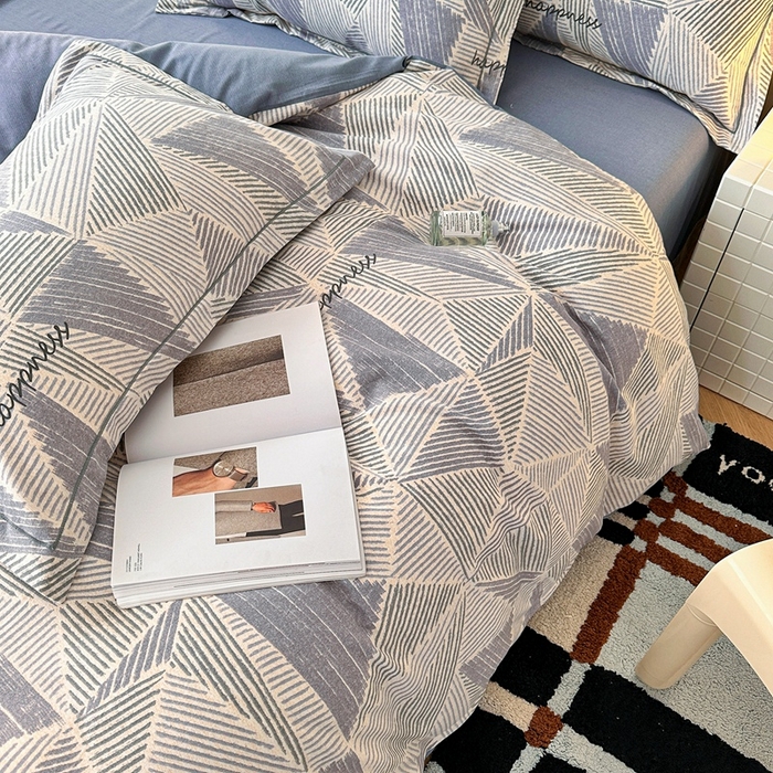 91家纺网 家纺一手货源 找家纺 简约家纺 2025新款全棉磨毛印花单品床单 时光机-灰