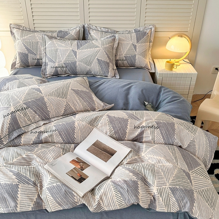 91家纺网 家纺一手货源 找家纺 简约家纺 2025新款全棉磨毛印花单品床单 时光机-灰