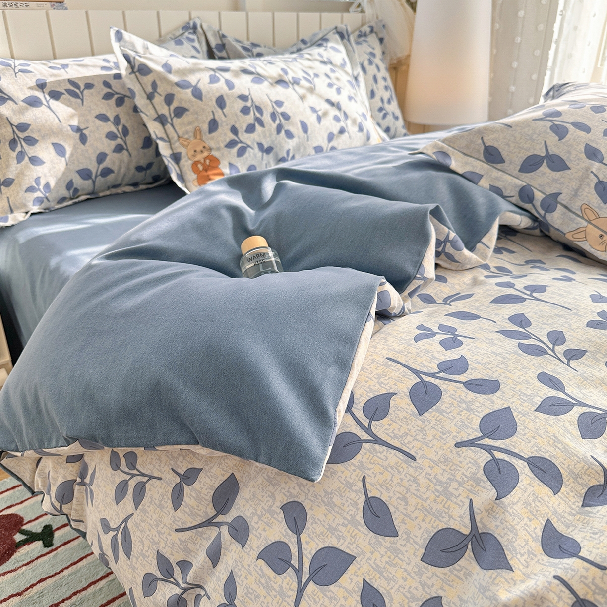 91家纺网 家纺一手货源 找家纺 简约家纺 2025新款全棉磨毛印花单品床单 童画小兔