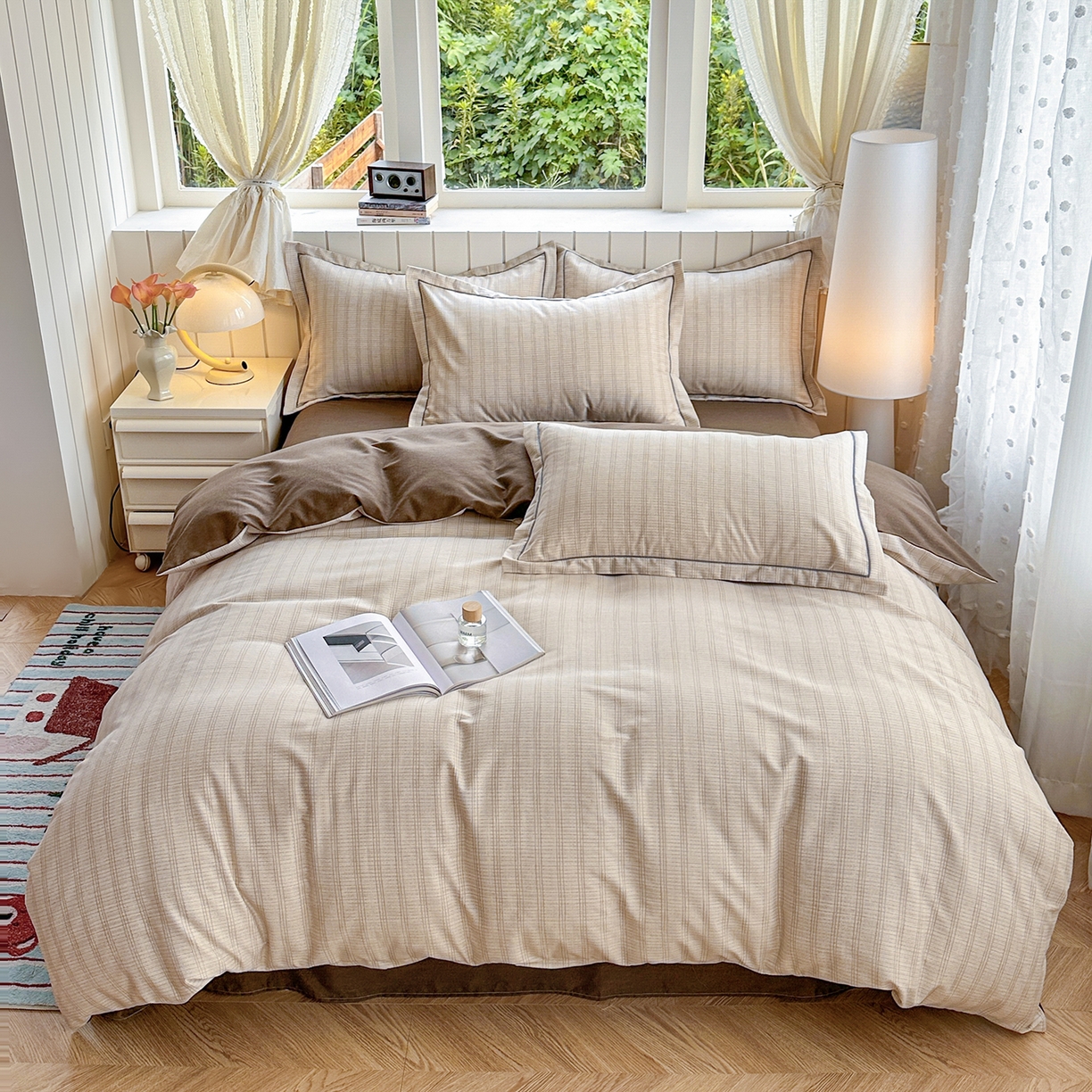 91家纺网 家纺一手货源 找家纺 简约家纺 2025新款全棉磨毛印花单品床单 轩尼诗-咖