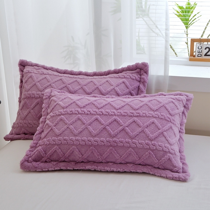 91家纺网 家纺一手货源 找家纺 栩裕纺织 2025新款双面塔芙绒毛毯家用毯子卷边款 塔夫绒-莫奈紫