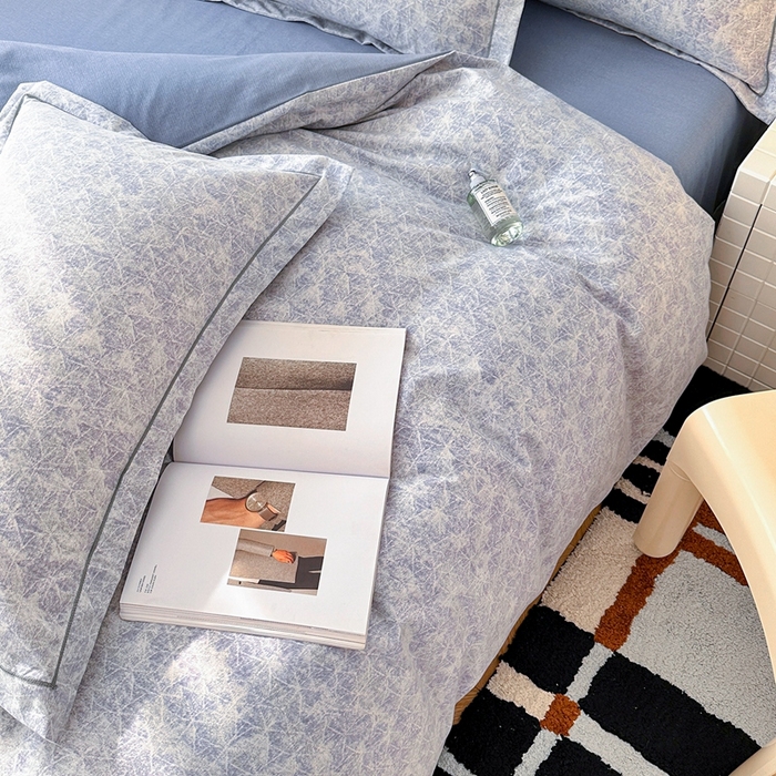 91家纺网 家纺一手货源 找家纺 简约家纺 2025新款全棉磨毛印花单品床单 月影灰