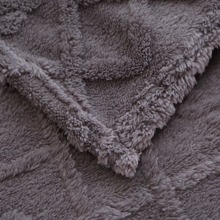 91家纺网 家纺一手货源 找家纺 栩裕纺织 2025新款双面塔芙绒毛毯家用毯子卷边款 塔夫绒-深灰