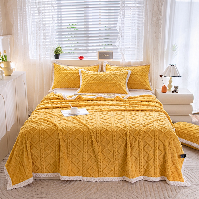 91家纺网 家纺一手货源 找家纺 （总）栩裕纺织 2025新款双面塔芙绒毛毯家用毯子包边款