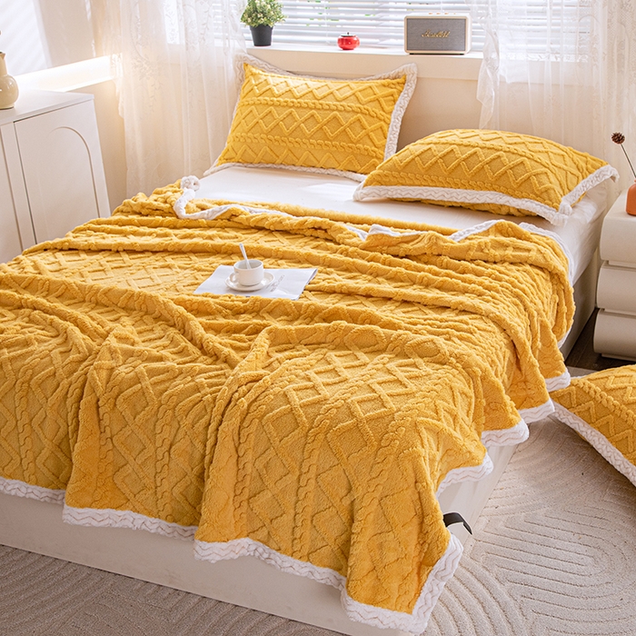 91家纺网 家纺一手货源 找家纺 （总）栩裕纺织 2025新款双面塔芙绒毛毯家用毯子包边款