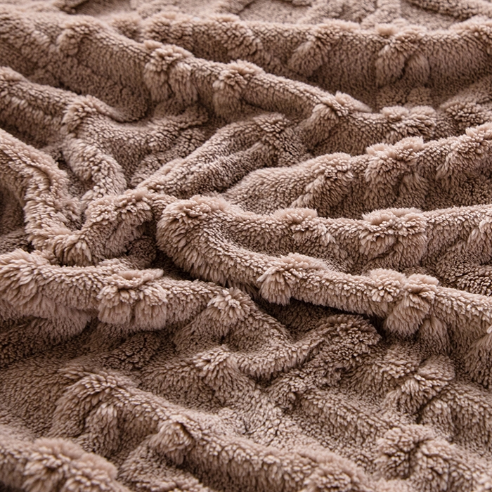 91家纺网 家纺一手货源 找家纺 栩裕纺织 2025新款双面塔芙绒毛毯家用毯子包边款 塔夫绒-咖色