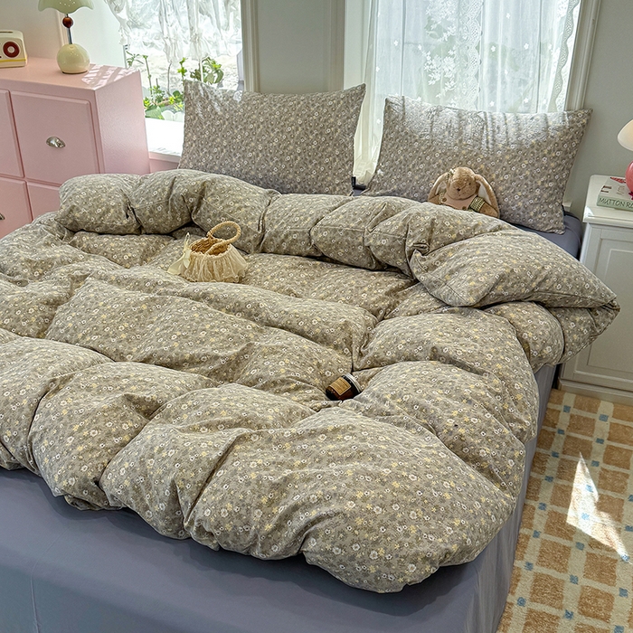 91家纺网 家纺一手货源 找家纺 竹合家纺 2025新款爆款韩国小布袋古法水洗云感四件套艾薇