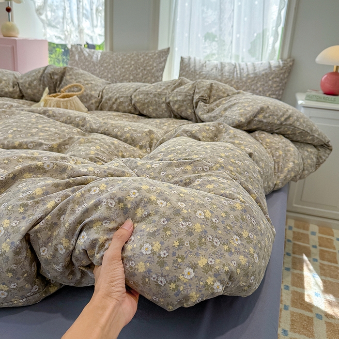 91家纺网 家纺一手货源 找家纺 竹合家纺 2025新款爆款韩国小布袋古法水洗云感四件套艾薇