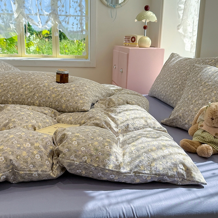 91家纺网 家纺一手货源 找家纺 竹合家纺 2025新款爆款韩国小布袋古法水洗云感四件套艾薇