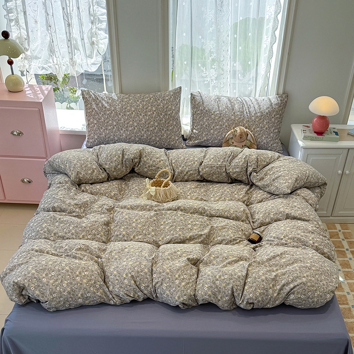 91家纺网 家纺一手货源 找家纺 竹合家纺 2025新款爆款韩国小布袋古法水洗云感四件套艾薇