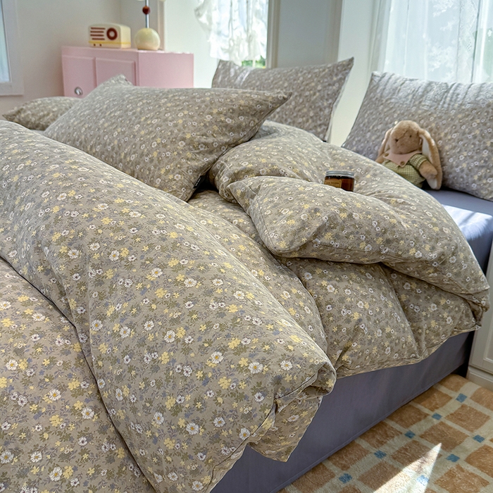 91家纺网 家纺一手货源 找家纺 竹合家纺 2025新款爆款韩国小布袋古法水洗云感四件套艾薇