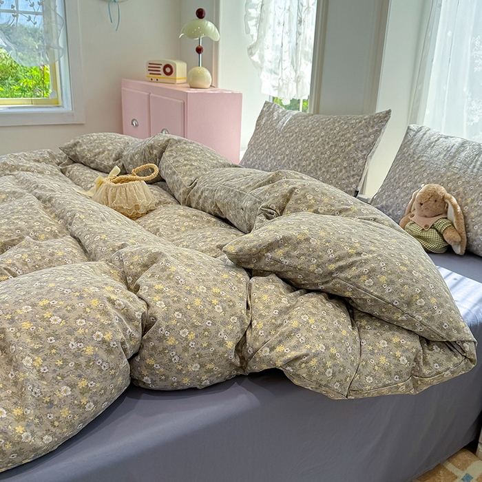 91家纺网 家纺一手货源 找家纺 竹合家纺 2025新款爆款韩国小布袋古法水洗云感四件套艾薇