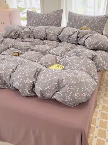 91家纺网 家纺一手货源 找家纺 竹合家纺 2025新款爆款韩国小布袋古法水洗云感四件套艾薇