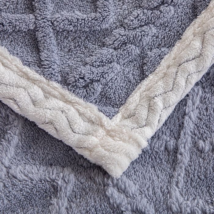 91家纺网 家纺一手货源 找家纺 栩裕纺织 2025新款双面塔芙绒毛毯家用毯子包边款 塔夫绒-蓝灰