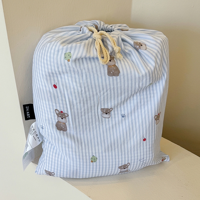 竹合家纺 2025新款爆款韩国小布袋古法水洗云感四件套顽皮狗